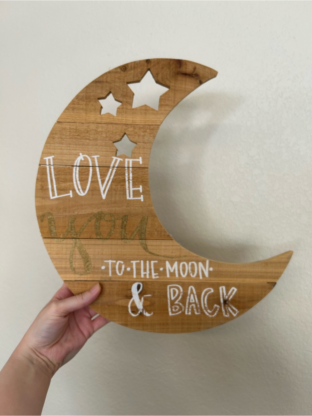 Wood Crescent Moon Wall Sign - Love You To The Moon & Back - Natural Wood Finish
